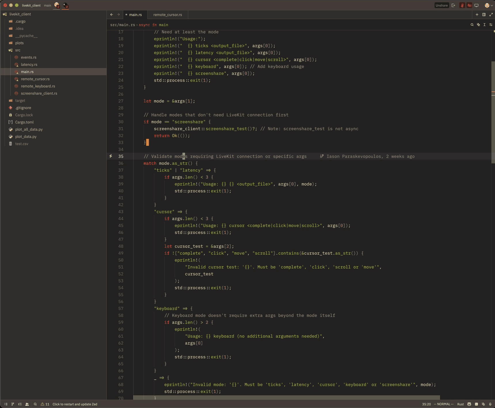 Zed remote pair programming session